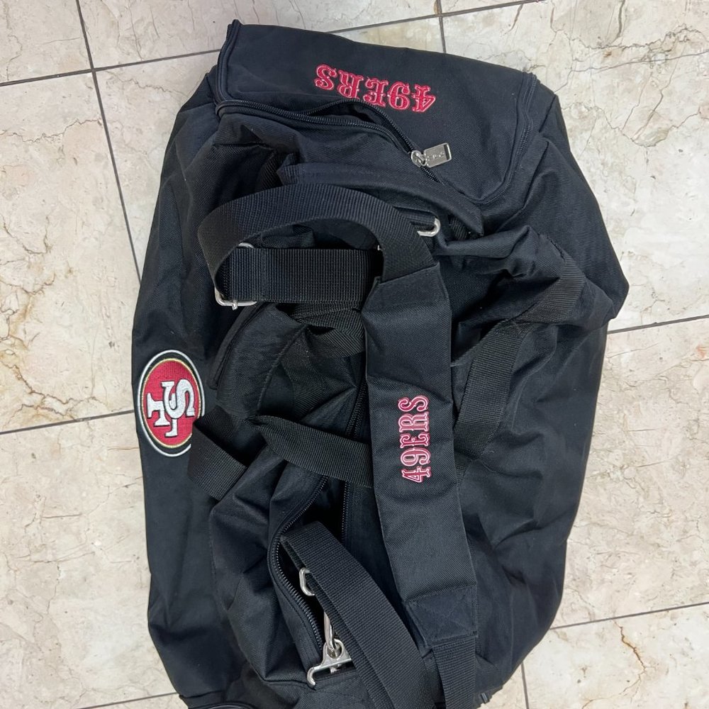 San Francisco 49ers NFL Black Duffel Bag Gym Bag By Creative Enterprises.